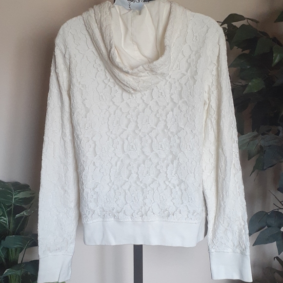 Aeropostale Cream Lace Long Sleeves Hoodie Jacket - Picture 6 of 9